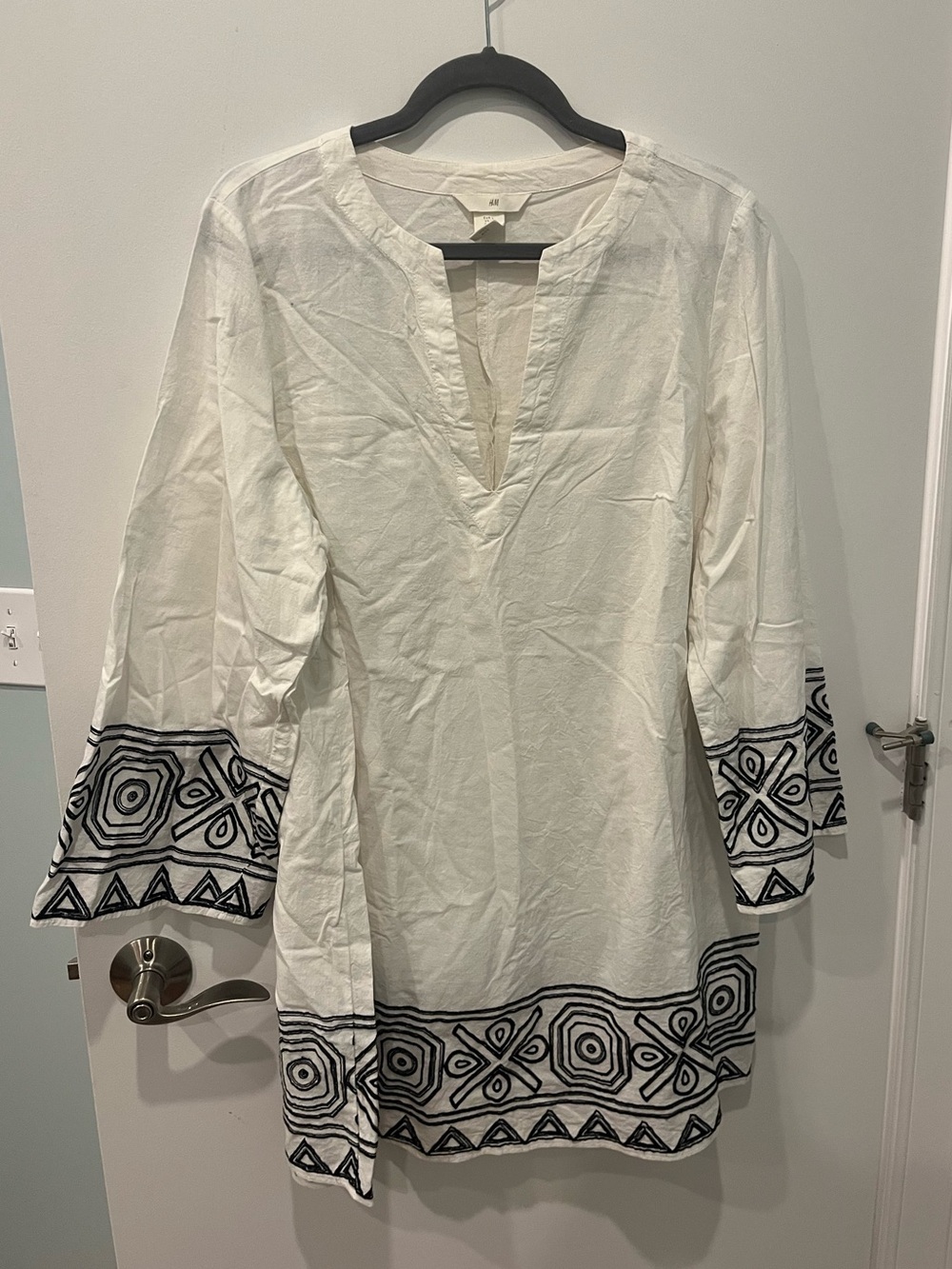 White Embroidered V-Neck Dress- Brand: H&M